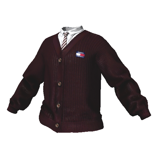 Темно-красный вязаный кардиган с рубашкой Tommy Vercetti