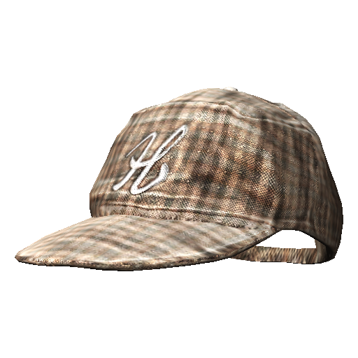 Бежевая клетчатая кепка с вышивкой